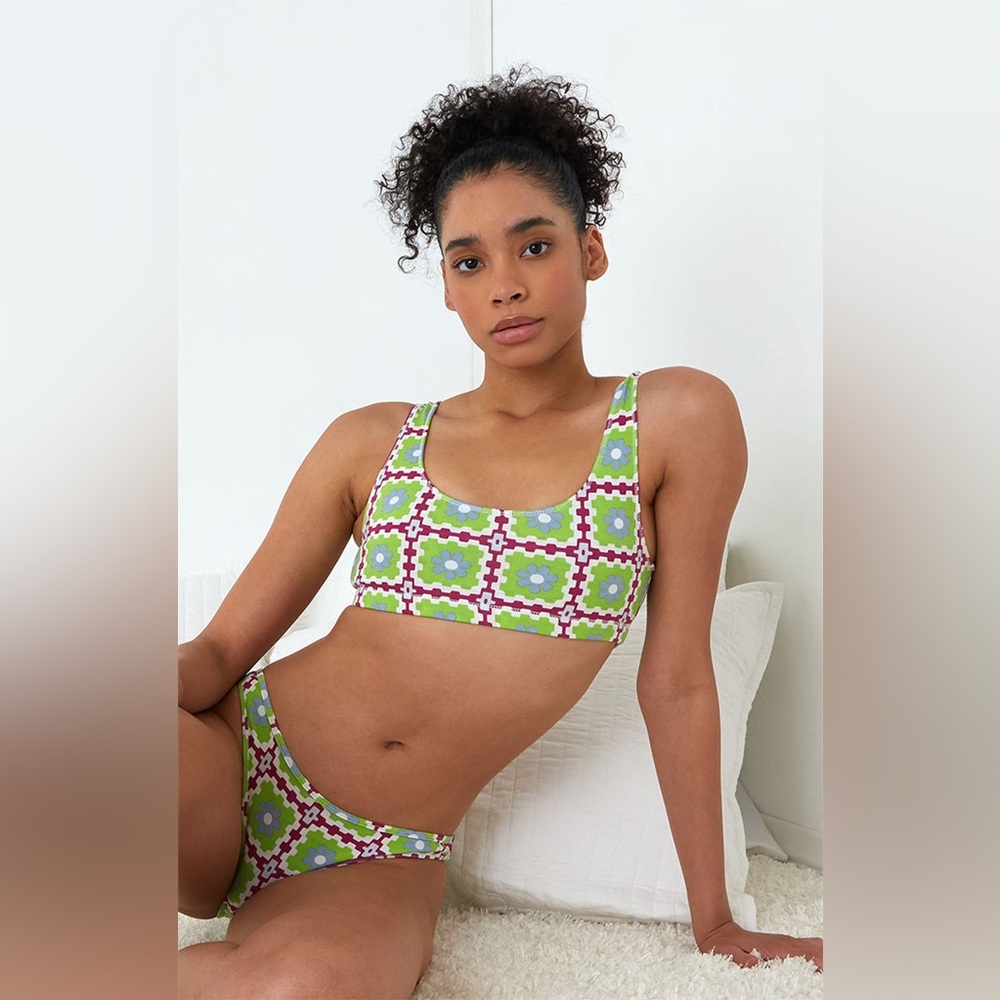NEW‎ La Hearts by PacSun Green and Purple Lounge Hold Up Scoop Bralette Size S